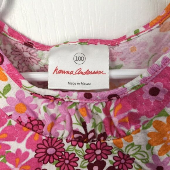 Hanna Andersson Size 100 4T Tank Top Pink Orange Green Floral - Picture 4 of 7